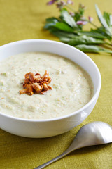cereal creme soup decorated with mushrooms