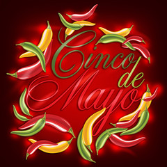 Cinco de Mayo meaning fifth of May in Spanish on a red background