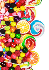 multicolored lollipops, candy and chewing gum