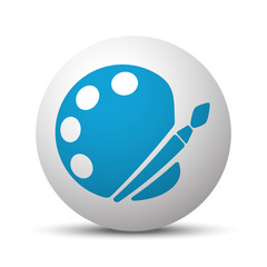 Blue Palette icon on sphere on white background