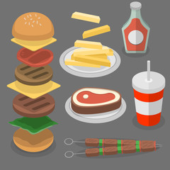 Fast Food, burger and cola vectors 