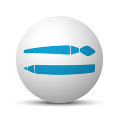 Blue Paintbrush icon on sphere on white background