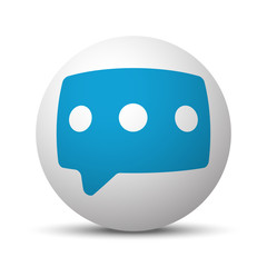 Blue Message icon on sphere on white background