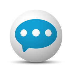 Blue Comment icon on sphere on white background