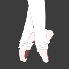 Graceful foot dancing ballet. Vector illustration.