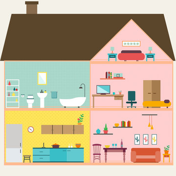 House inside with rooms vector for your ideas