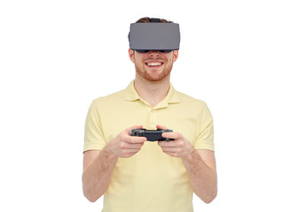 man in virtual reality headset or 3d glasses