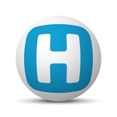 Blue Helicopter Platform icon on sphere on white background