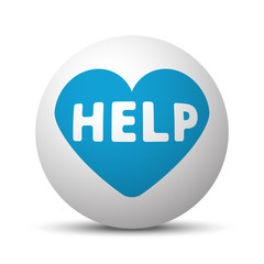 Blue Defibrillator  icon on sphere on white background