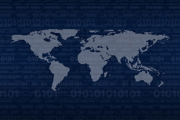 Digital world map over binary code blue background, Elements of