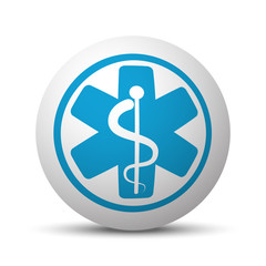 Blue Medical  icon on sphere on white background