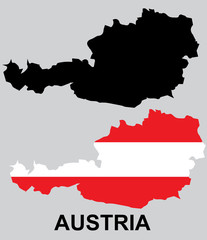 National colors and flag of Austria. Vector art.