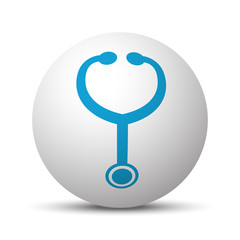 Blue Stethoscope icon on sphere on white background