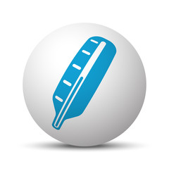 Blue Thermometer icon on sphere on white background