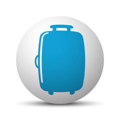 Blue Luggage icon on sphere on white background