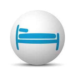 Blue Bed icon on sphere on white background