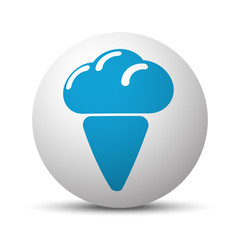 Blue Ice Cream icon on sphere on white background