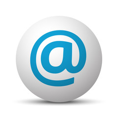 Blue E-Mail icon on sphere on white background