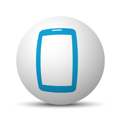 Blue Mobile Phone icon on sphere on white background