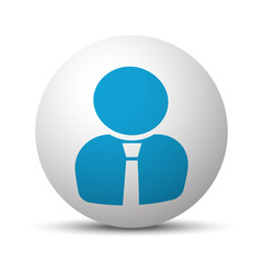 Blue User Profile icon on sphere on white background