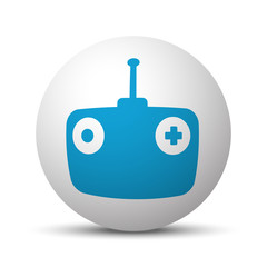 Blue Radio Control icon on sphere on white background