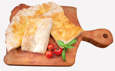 Italian pastries for snacks and breakfast, bread with tomatoes