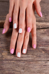 Naklejka premium Stylish pink manicure.
