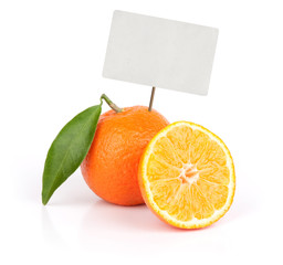 fresh orange fruit with blank price tag