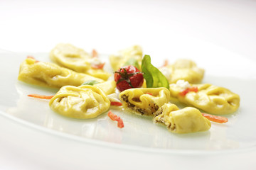 Ravioli with tomato mozzarella and basil