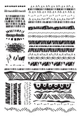 Set of grunge lines borders background doodles texture elements for design