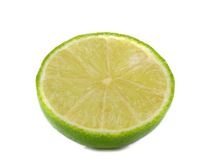 Green  lemon on the white background