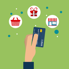 shopping with credit card design, Vector illustration
