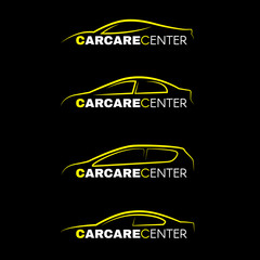 Yellow car wash center line logo 4 style on black background