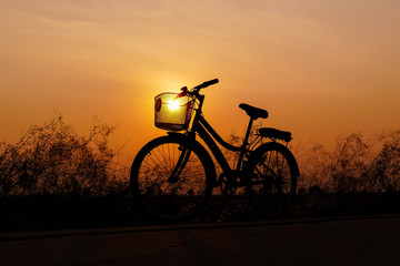 Fototapeta na wymiar Bicycle on meadow.