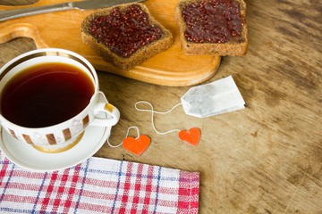 Raspberry jam and blak bread