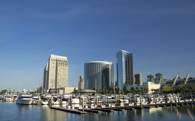 Fototapeta na wymiar SAN DIEGO, California, USA - March 15, 2016: harbour and building in San Diego, USA