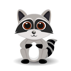 Fototapeta na wymiar Sitting cute little raccoon isolated on white background. Vector illustration.