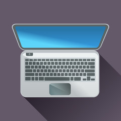 Laptop flat icon with long shadow.