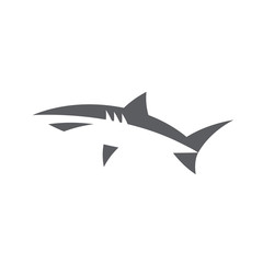 Shark in abstract minimal negative space logo design vector style flat fish on white background
