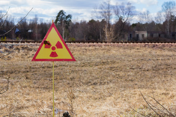 UKRAINE. Chernobyl Exclusion Zone. - 2016.03.19. Sign of radiation pollution near the Prypat
