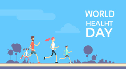 People Jogging Sport Family Fitness Run Training World Health Day