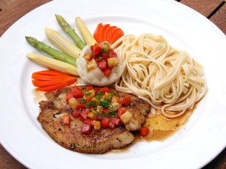Grilled Fish Fillet with  Mixed Fruits Sauce