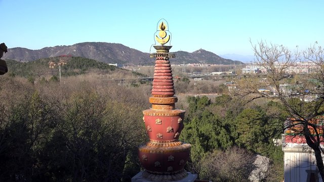 Beijing city from the Four Great Regions Temple of Summer Palace