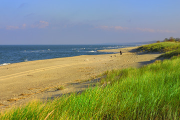 Fototapeta na wymiar The morning sky on the beach of the Baltic Sea