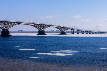 Fototapeta premium the bridge Saratov Engels The Volga River,