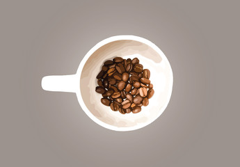 White cup with coffee grains