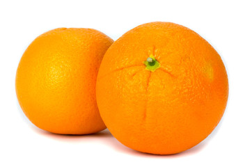navel oranges on white background