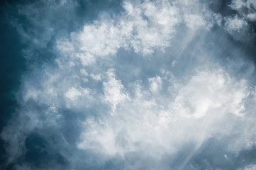 Dramatic blue sky with clouds