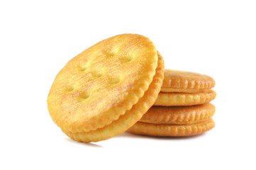 Sandwich cracker on white background