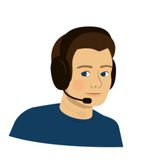 support boy with headphones - call center
